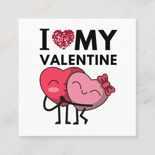 バレンタインデーのプレゼントが大好き スクエア名刺 (正面)