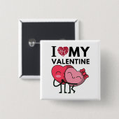 バレンタインデーのプレゼントが大好き 缶バッジ (正面&裏面)