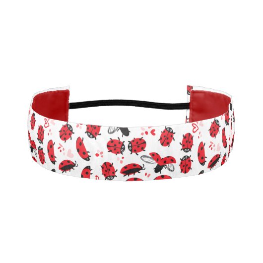 バレンタインデーのヘッドバンド愛のバグ赤と白 アスレチックヘッドバンド (正面)