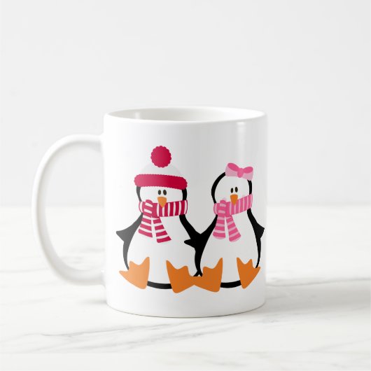 バレンタインデーのペンギン コーヒーマグカップ (左)
