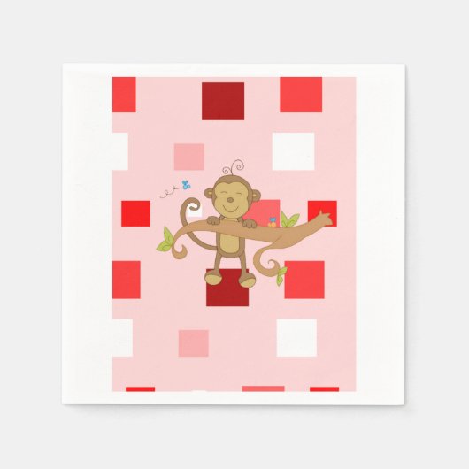 バレンタインデーのペーパーナプキン　猿 スタンダードカクテルナプキン (正面)