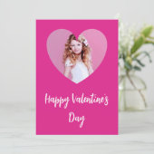 バレンタインデーのホットピンクの写真の女の子 カード (スタンド正面)