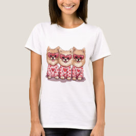 バレンタインデーのポメラニアン犬 Tシャツ