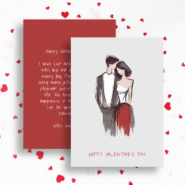 バレンタインデーのミニマルな恋のカップル シーズンカード