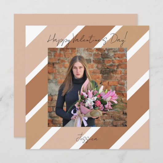 バレンタインデーのモダンスクリプト写真 カード (正面/裏面)