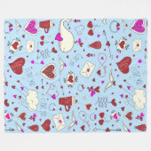 バレンタインデーのモチーフ – シームレスパターン1 フリースブランケット (正面(横))