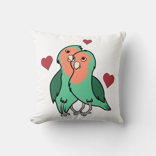 バレンタインデーのモモはハートを持つ愛鳥に直面しました クッション (正面)