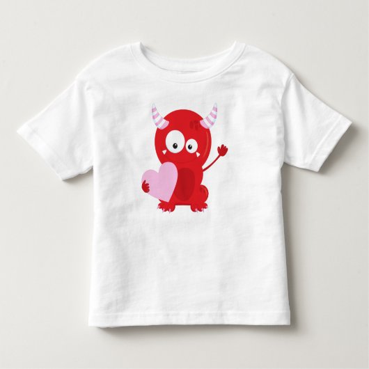 バレンタインデーのモンスター，かわいいモンスター，ハート トドラーTシャツ (正面)