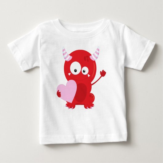 バレンタインデーのモンスター,かわいいモンスター,ハート ベビーTシャツ (正面)