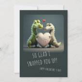 バレンタインデーのユーモアあふれるカエルワニカップル カード (正面)