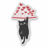 バレンタインデーのユーモラスな黒猫 シール (正面)
