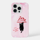 バレンタインデーのユーモラスな黒猫 iPhoneケース (裏面)