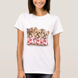 バレンタインデーのヨークシャーテリアの犬 Tシャツ