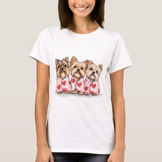 バレンタインデーのヨークシャーテリアの犬 Tシャツ (正面)