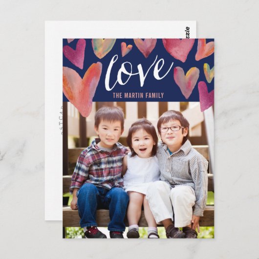 バレンタインデーのラブハガキがいっぱい ポストカード (正面/裏面)