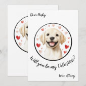 バレンタインデーのラブラドール犬のカードをカスタマイズ シーズンカード (正面/裏面)