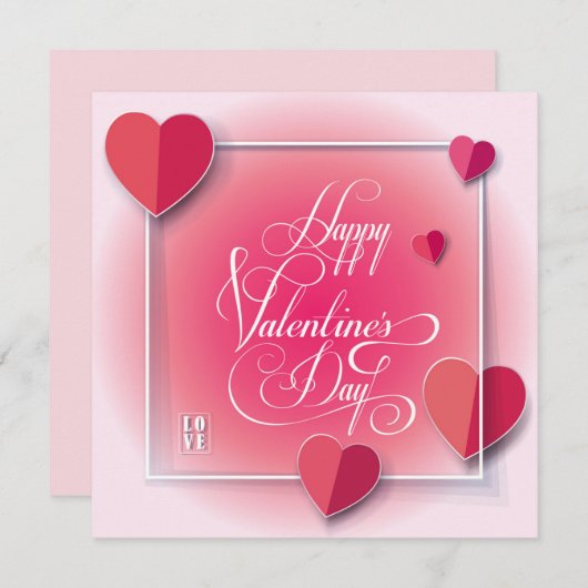 バレンタインデーのラブリーでエレガントなグリーティング シーズンカード (正面/裏面)