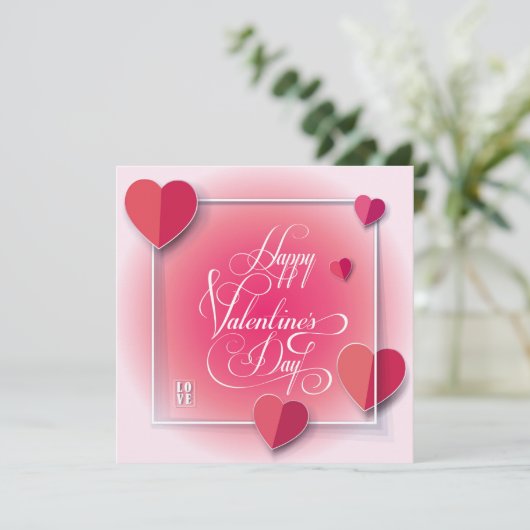 バレンタインデーのラブリーでエレガントなグリーティング シーズンカード (スタンド正面)