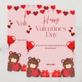 バレンタインデーのラブリーなグリーティングカード シーズンカード (正面/裏面)