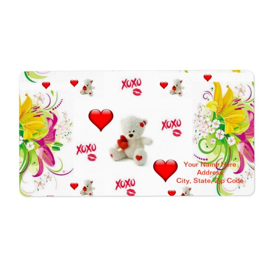 バレンタインデーのラベルテディベア ラベル (正面)