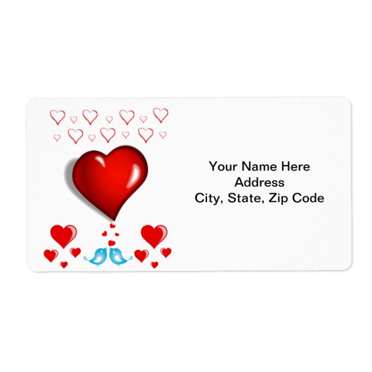 バレンタインデーのラベルハートブルーバード ラベル (正面)