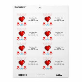 バレンタインデーのラベルハートブルーバード ラベル (フルシート)