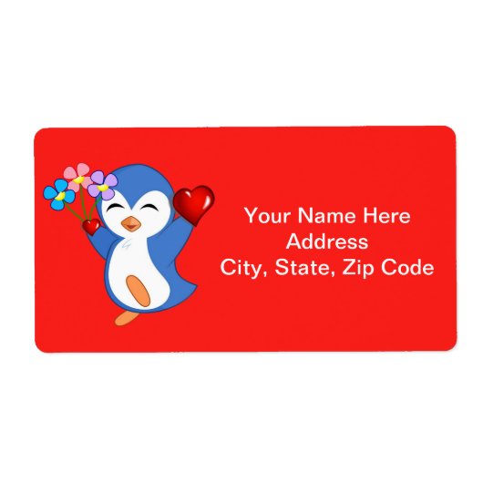 バレンタインデーのラベルハートペンギンハート ラベル (正面)