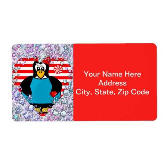 バレンタインデーのラベルハートペンギンハート ラベル (正面)