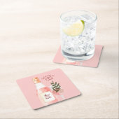 バレンタインデーのロゼ オーバー ローゼズ ピンク ワイン スクエアペーパーコースター (インサイチュ)