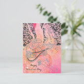 バレンタインデーのロマンス、ピンクのロマンチックな恋人 シーズンポストカード (スタンド正面)