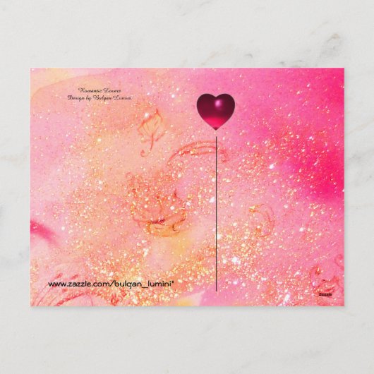 バレンタインデーのロマンス、ピンクのロマンチックな恋人 シーズンポストカード (裏面)