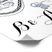 バレンタインデーのロマンス、ロマンチックな恋人のモノグラム ポスター (角)