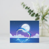 バレンタインデーのロマンチックなイルカのハート シーズンポストカード (スタンド正面)