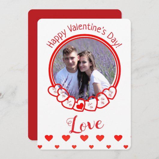 バレンタインデーのロマンチックな赤いハートの写真 シーズンカード (正面/裏面)