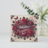バレンタインデーのローズとハートのデザイン シーズンカード (スタンド正面)