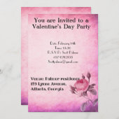 バレンタインデーのローズ 招待状 (正面/裏面)