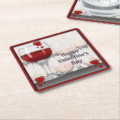 バレンタインデーのワインテイスティングパーティー スクエアペーパーコースター (アングル)