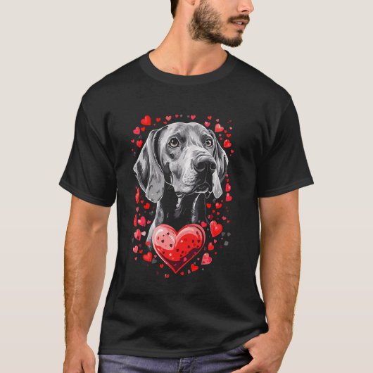 バレンタインデーのヴァイマラナー犬 Tシャツ (正面)