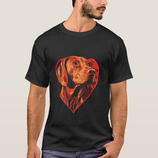 バレンタインデーのヴィズラ犬のハート Tシャツ (正面)
