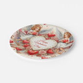 バレンタインデーのヴィンテージ天使のプレート ペーパープレート (アングル)