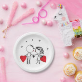 バレンタインデーの一時的な刺青 ペーパープレート (パーティー)