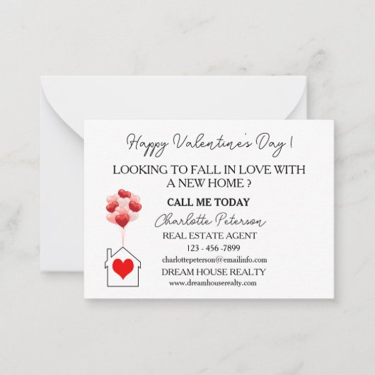 バレンタインデーの不動産マーケティング ノートカード (正面)