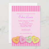 バレンタインデーの会話ハートベビーシャワー 招待状 (正面/裏面)