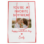 バレンタインデーの写真あなたは私の彼氏お気に入りの ミディアムペーパーバッグ (裏面)