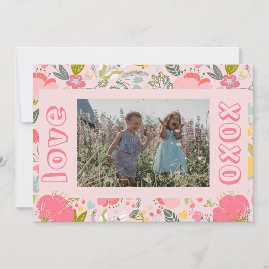 バレンタインデーの写真の子供たち最高のの友達かわいいピンク シーズンカード (正面)
