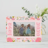 バレンタインデーの写真の子供たち最高のの友達かわいいピンク シーズンカード (スタンド正面)