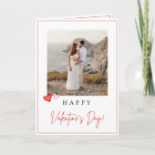 バレンタインデーの写真カード、ピンクと赤のハート ヴァレンタイン カード (正面)