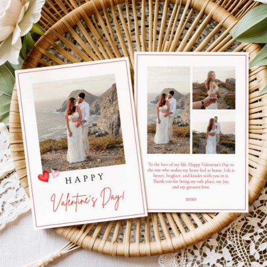 バレンタインデーの写真カード、ピンクと赤のハート ヴァレンタイン カード