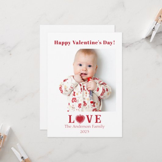 バレンタインデーの写真ハートラブ (正面/裏面インサイチュ)