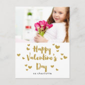 バレンタインデーの写真華やかな金ゴールド教室 シーズンポストカード (正面)